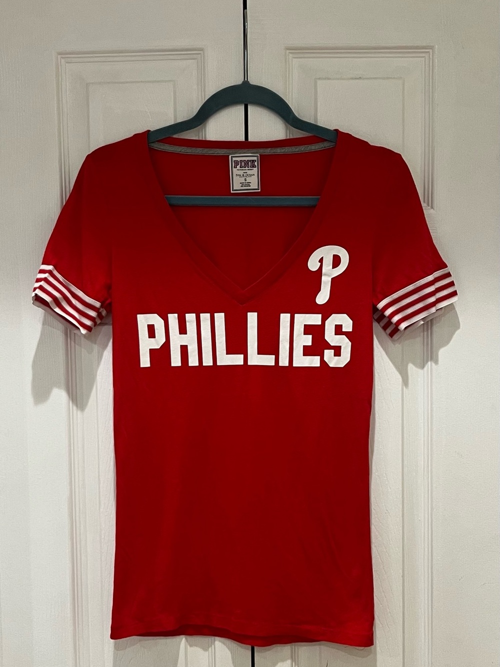 PINK Victoria's Secret Red Phillies V-Neck Team Tee